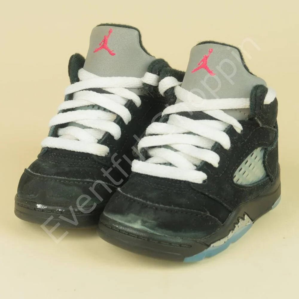 Nike Air Jordan 5 Retro OG TD Size 4C Black Metallic Reimagined Shoes HF3977-001